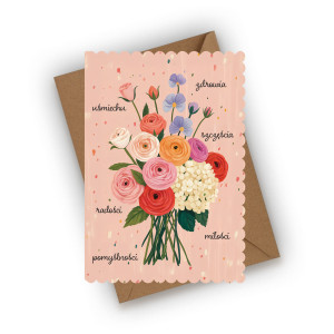 Kartka urodzinowa- Bukiet z życzeniami