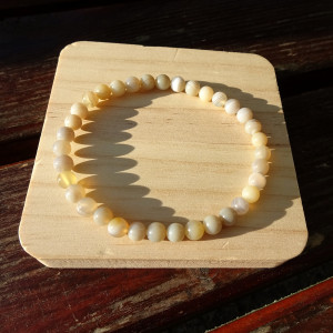 Bransoletka męska Agat szary z beżem kamień naturalny