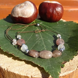 Bransoletka Kwarc rutyl Agat dendrytowy szary kamienie naturalne