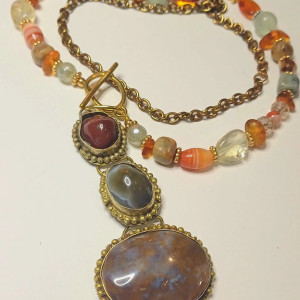 unikatowy naszyjnik vintage z agatami