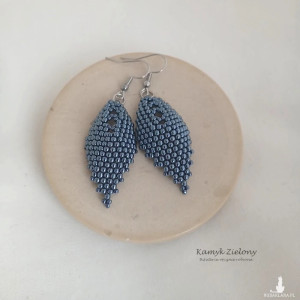 Kolczyki listki w kolorze hematytowym - bigle ze stali chirurgicznej