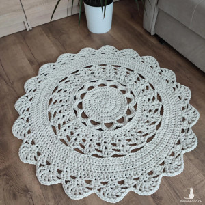 Dywan ze sznurka bawełnianego szydełkowy 90cm
