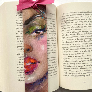 Zakładka papierowa Różowa Kokardka IV ręcznie malowana akwarela