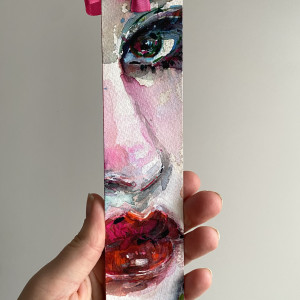 Zakładka papierowa Różowa Kokardka VII ręcznie malowana akwarela