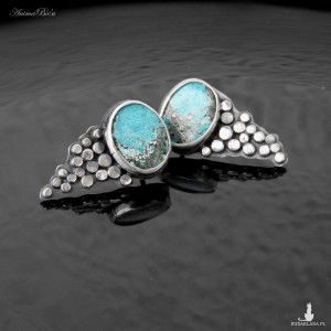 Kolczyki srebrne z turkusem tybetańskim wkrętki