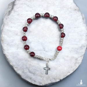 Bransoletka dziesiątka różańca z czerwonych koralików