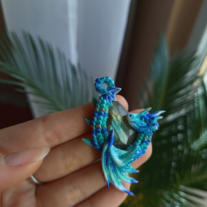 Naszyjnik smoczego strażnika z labradorytem, idealny na prezent, magia fantasty