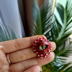 Naszyjnik muchmorka z okiem, idealny na prezent, magia fantasy, goblincore