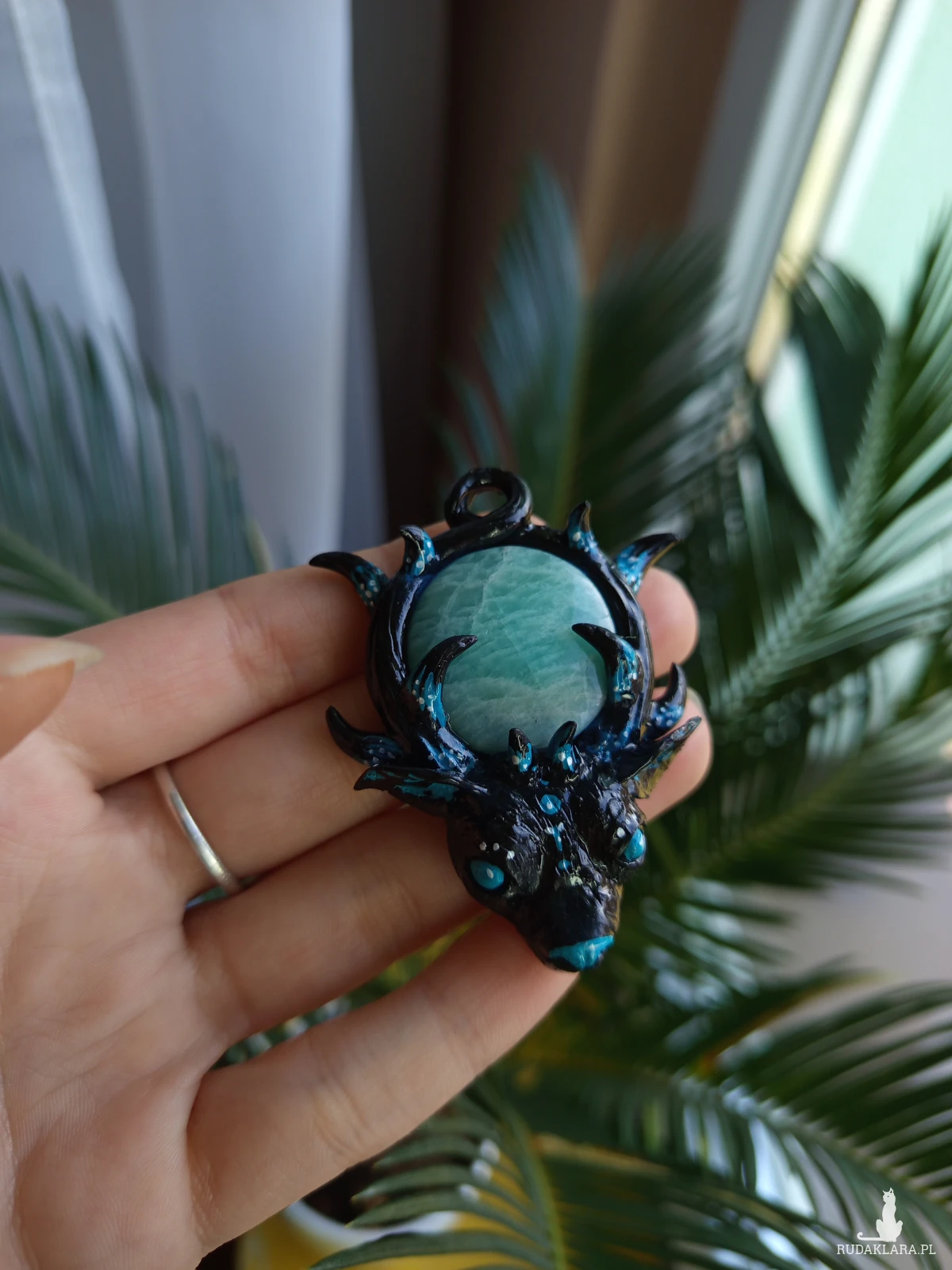 Naszyjnik Jelonek z amazonitem, idealny na prezent, magic, fantasy, goblincore