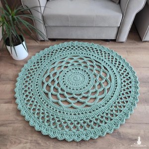 Dywan okrągły szydełkowy ze sznurka bawełnianego 110cm