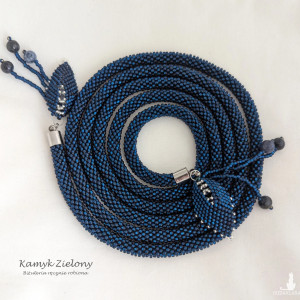 Komplet Dark Blue - lariat i bransoletka, wykończenia ze stali chirurgicznej