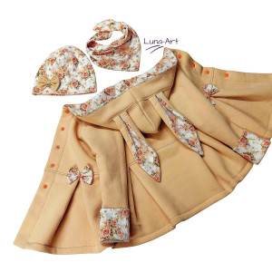 Komplet płaszczyk z uszami oraz czapka i chustka 80/86