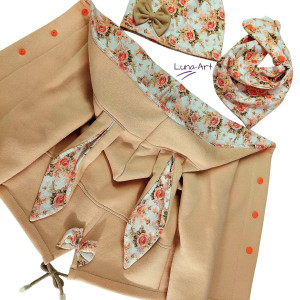 Komplet bluza z uszami oraz czapka i chustka 80/86