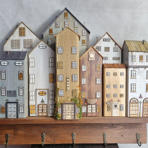 Wieszak - drewniane domki - na klucze i inne drobiazgi 20