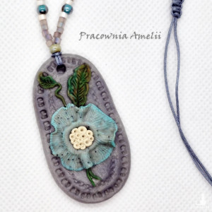 polymer clay malwa turkusowa wisior regulowany