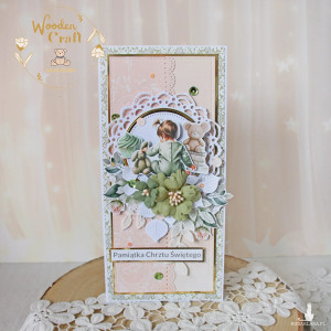 Kartka, pamiątka na chrzest, roczek, narodziny "PeachBabyGirl" GOTOWY