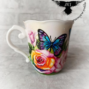 Kubek róże i motyle