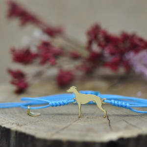 Whippet / Chart angielski - bransoletka z psem, srebro pozłacane 925