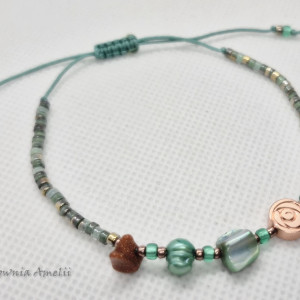 bransoletka sznurkowa róża hematyt perła minerały