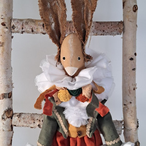 zając w stylu vintage rudo-musztardowo-khaki