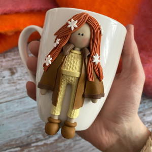 Ceramiczny kubek z dekorem z gliny polimerowej - możliwość personalizacji