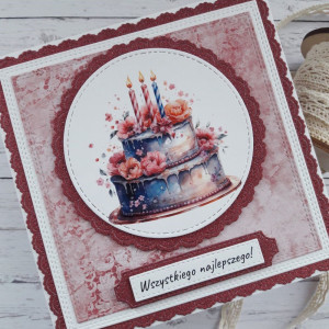Kartka urodzinowa z tortem 2, dla kobiety