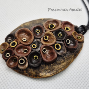 polymer clay faktura duży wisior komory nasienne