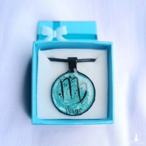 Turkusowy Naszyjnik z Żywicy, Znak Zodiaku Panna
