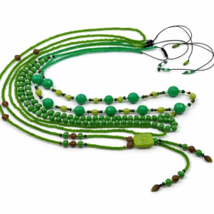 Naszyjnik Wielowarstwowy W Odcieniach Zieleni