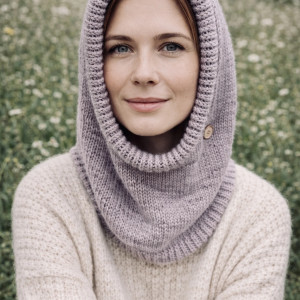 Ręcznie robiona balaclava kapturokomin czapka bawełna i alpaka