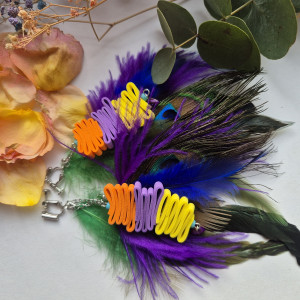 klipsy leciutkie kwiaty i pióra