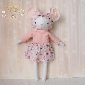 Myszka Kasia w kwiatowej spódniczce, przytulanka, prezent GOTOWA