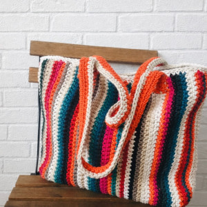 Torba na ramię, torebka do ręki ,kolorowe pasy.