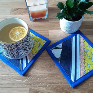 Podkładka pod kubek komplet dwie sztuki styl paczwork