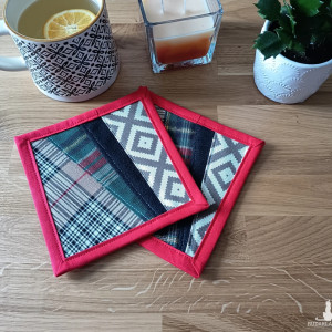 Podkładka pod kubek komplet dwie sztuki styl paczwork