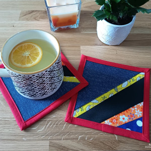 Podkładki pod kubek komplet dwie sztuki styl paczwork