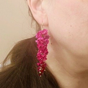 Kwiatowe Kolczyki Ombre – Ręcznie Formowane (Fuksja i Czerwień)