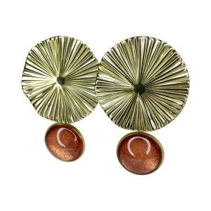 Kolczyki w odcieniu perłowej miedzi z rozetą e58/49