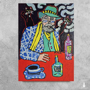 obraz ręcznie malowany portret alchemia nocy