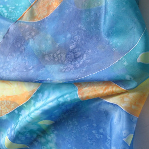 Duży jedwabny szal malowany Gwiaździste niebo