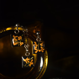 Komplet biżuterii z kwiatami osmatusa