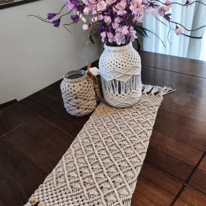 Makramowy bieżnik na stół CAFFE LATTE