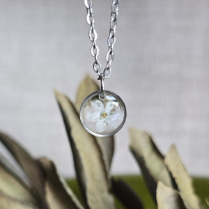 Srebrna zawieszka srebrny wisiorek niezapominajki kwiat naszyjnik żywica z żywicy kwiaty z kwiatami niezapominajka