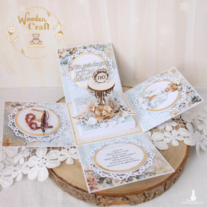 Exploding box komunijny, kartka na komunię "In Shades of Blue" GOTOWY