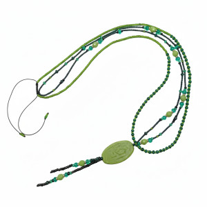 Naszyjnik "Green Earth" - Podwójny Sznur z Zielonym Medalionem