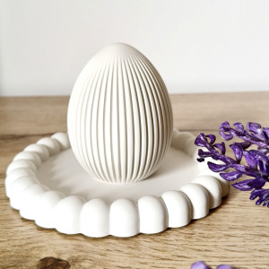 Zestaw wielkanocny podstawka + jajuszko ryflowane dekoracje z gipsu