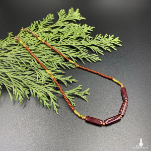 Krótki koralikowy naszyjnik brązowy #1065