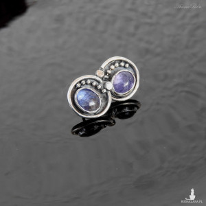 Kolczyki srebrne wkrętki z tanzanitem