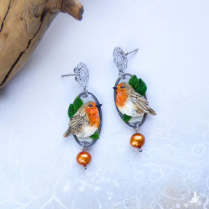 Kolczyki Rudzik z perłą