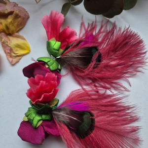 Kolczyki lekkie kwiaty pióra